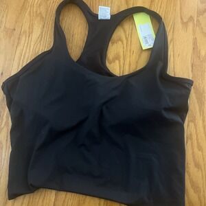 All In Motion Women's Crop Tank Built in Bra 1X Black
